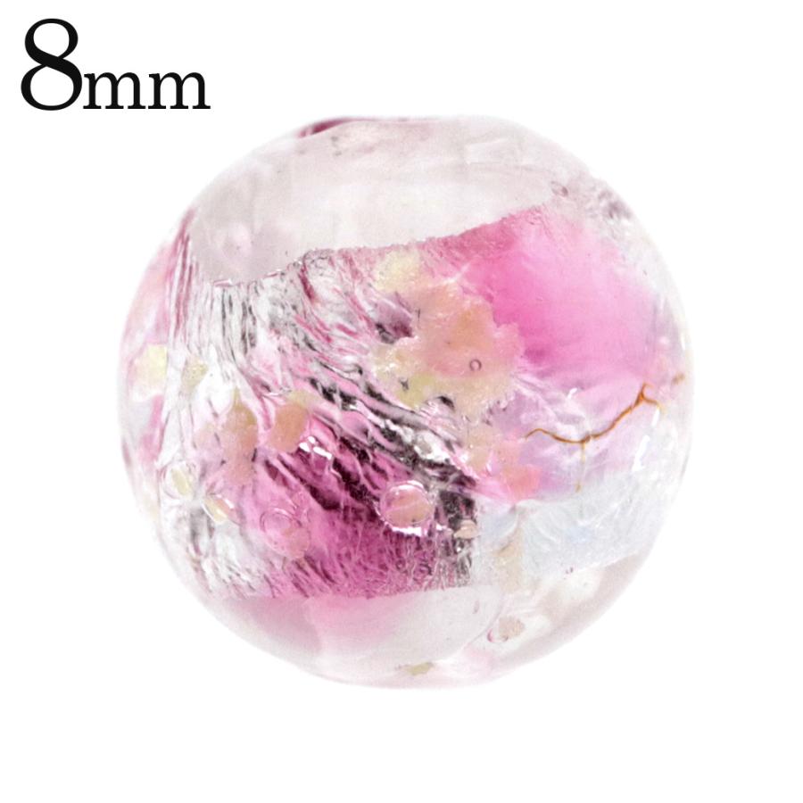 GOLD STONE ホタルガラス 光る クリア ピンク ビーズ 粒売り 1粒 8mm