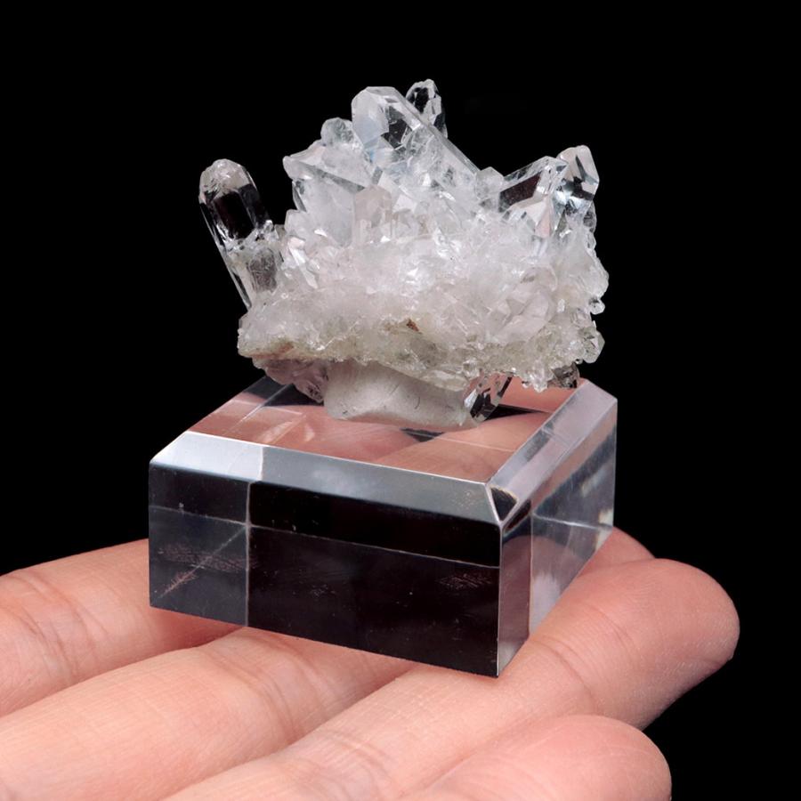 GOLD STONE 天然 水晶 クラスター 11g 台付き ブラジル ゼッカ産 透明 