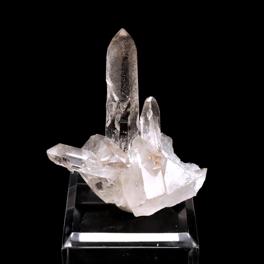 天然 水晶 クラスター ミニ 27g 台座付き ブラジル ゼッカ産 透明感が