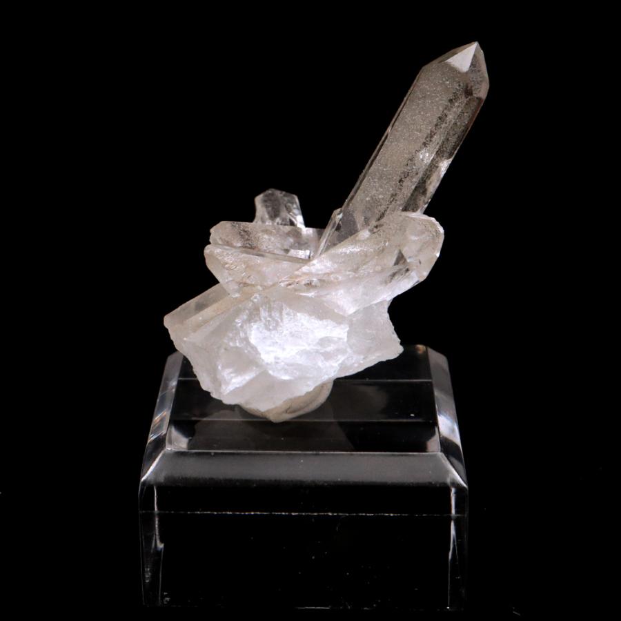 天然 水晶 クラスター ミニ 27g 台座付き ブラジル ゼッカ産 透明感が