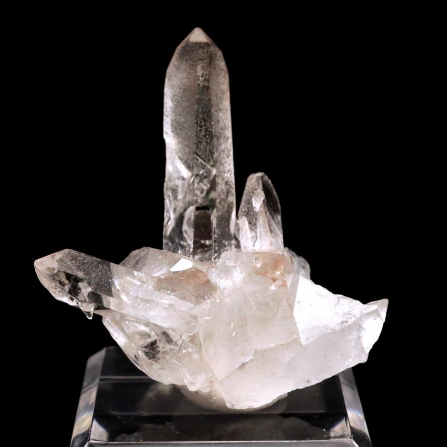 天然 水晶 クラスター ミニ 27g 台座付き ブラジル ゼッカ産 透明感が