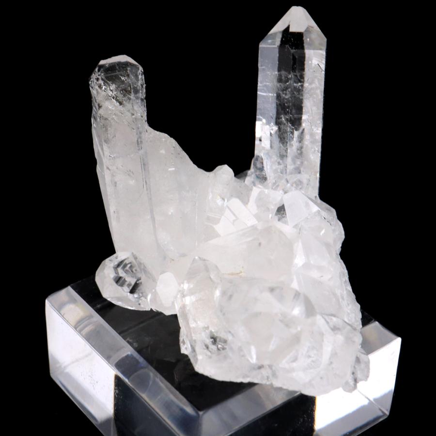 天然 水晶 クラスター ミニ 33g 台座付き ブラジル ゼッカ産 透明感が