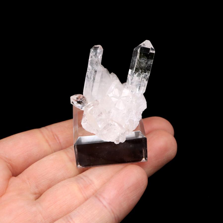 天然 水晶 クラスター ミニ 33g 台座付き ブラジル ゼッカ産 透明感が