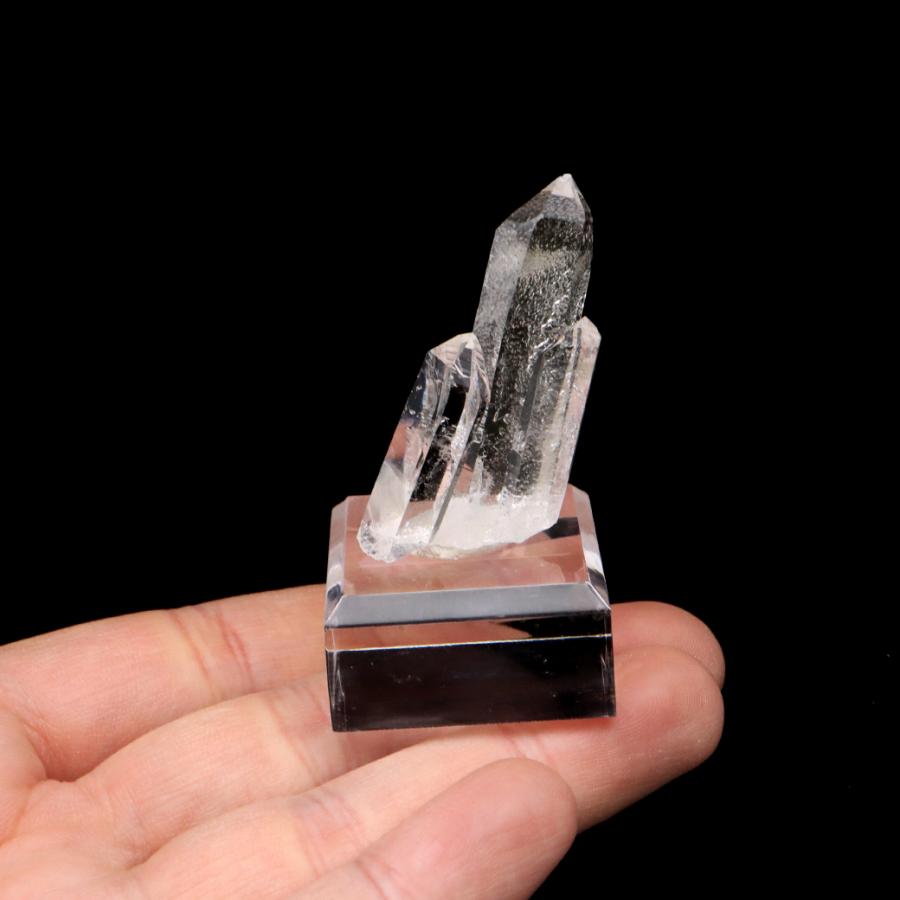 天然 水晶 クラスター ミニ 27g 台座付き ブラジル ゼッカ産 透明感が