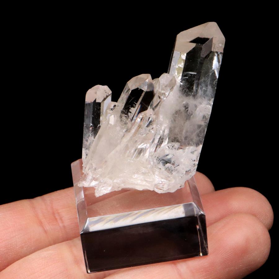 天然 水晶 クラスター ミニ 34g 台座付き ブラジル ゼッカ産 透明感が