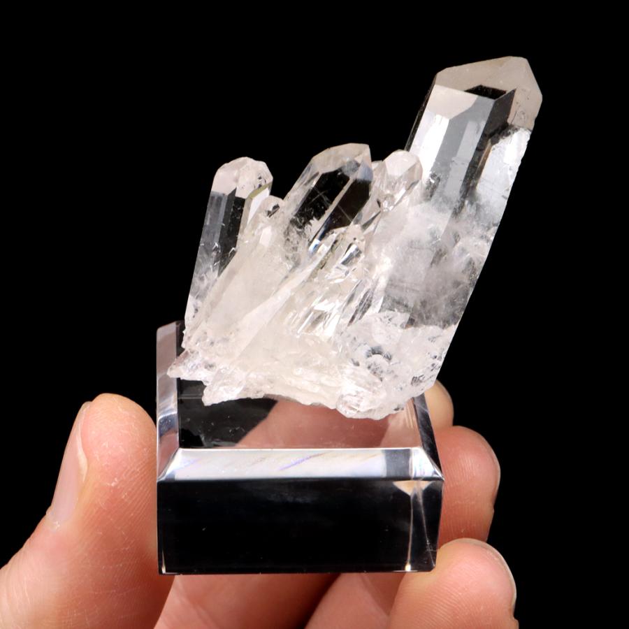 天然 水晶 クラスター ミニ 34g 台座付き ブラジル ゼッカ産 透明感が