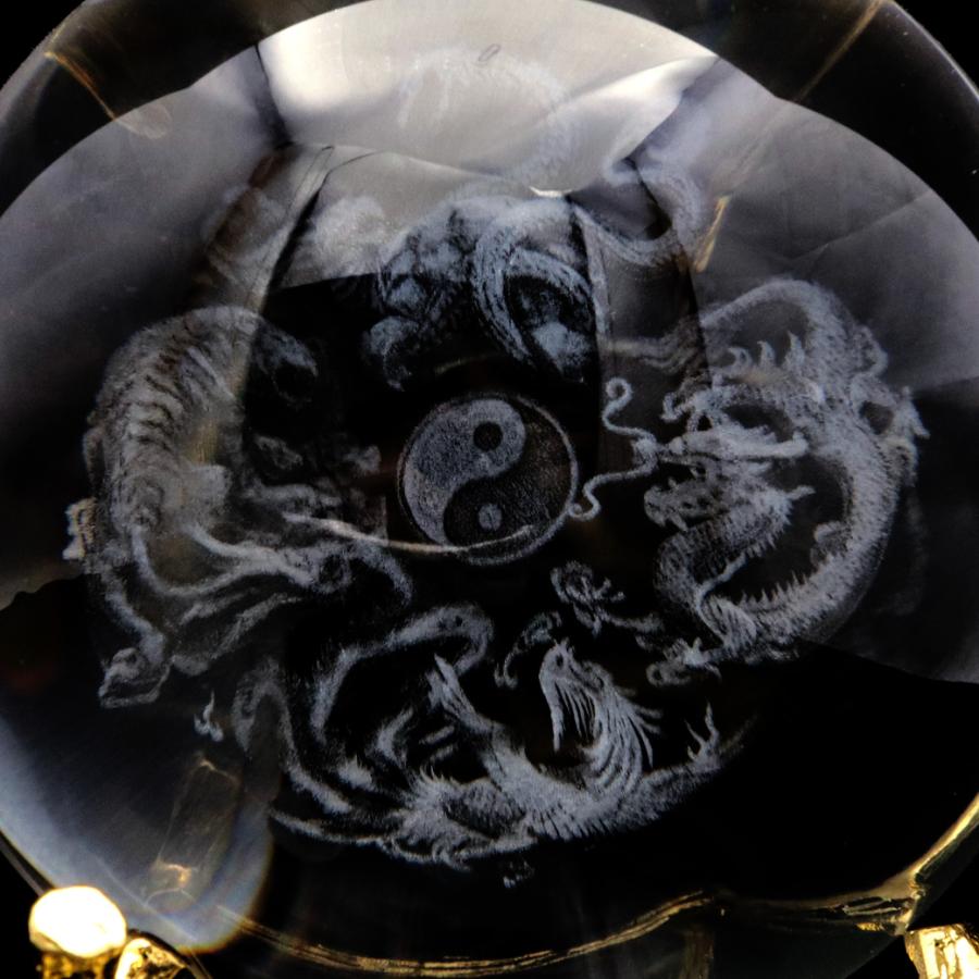 置物 四神 クリスタル ガラス ボール 約80mm 四神獣 青龍 白虎 置物 四神 クリスタル ガラス ボール 約80mm 四神獣 青龍 白虎