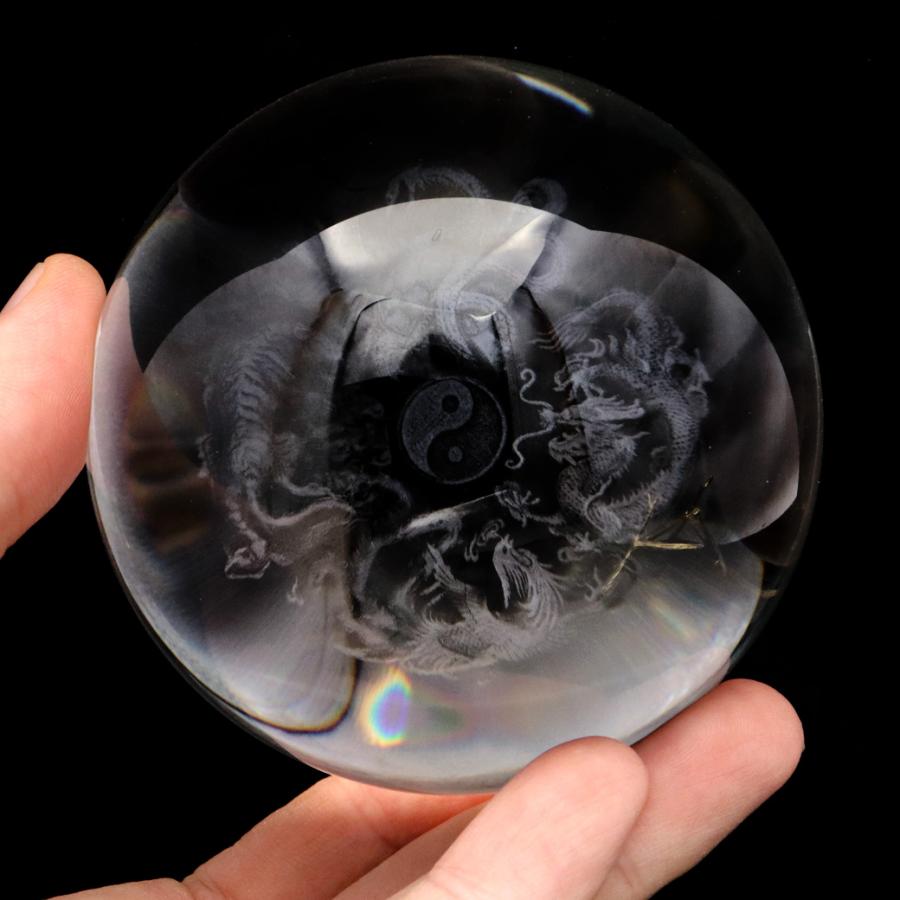 置物 四神 クリスタル ガラス ボール 約80mm 四神獣 青龍 白虎 置物 四神 クリスタル ガラス ボール 約80mm 四神獣 青龍 白虎