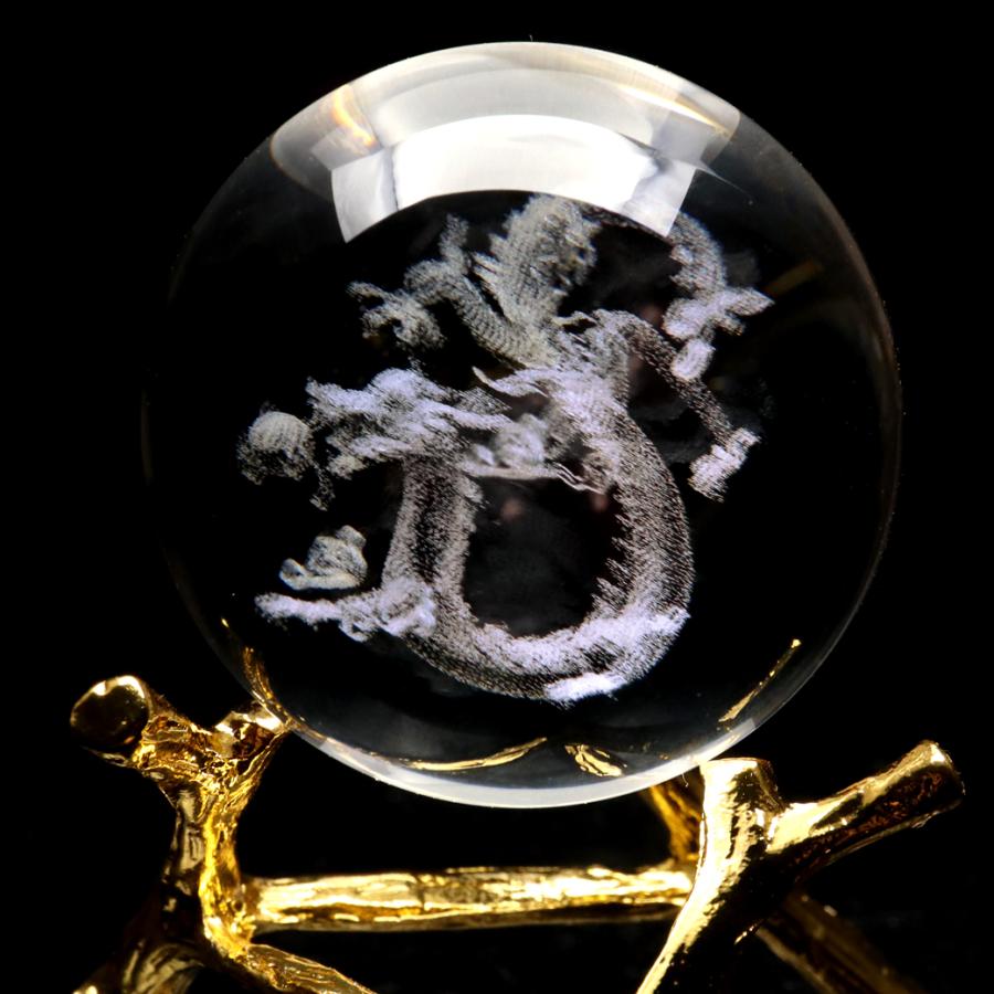 龍 クリスタルボール 約40mm 龍神 干支 辰 置き物 人工水晶 丸玉 龍 クリスタルボール 約40mm 龍神 干支 辰 置き物 人工水晶 丸玉