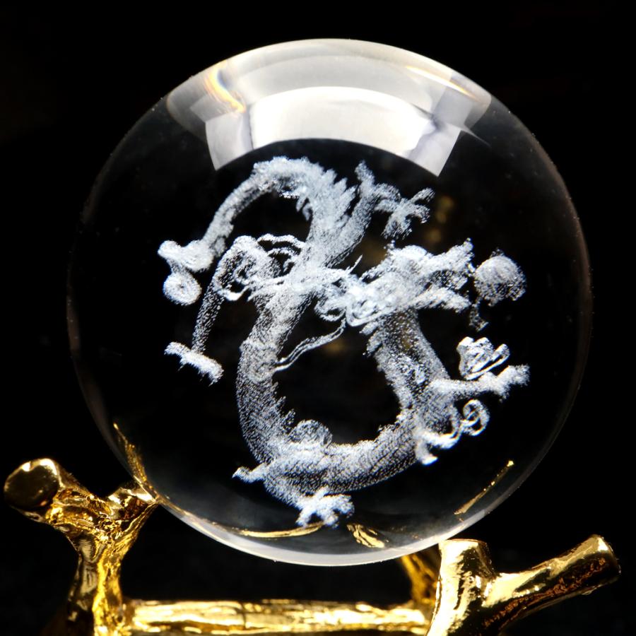龍 クリスタルボール 約40mm 龍神 干支 辰 置き物 人工水晶 丸玉 龍 クリスタルボール 約40mm 龍神 干支 辰 置き物 人工水晶 丸玉