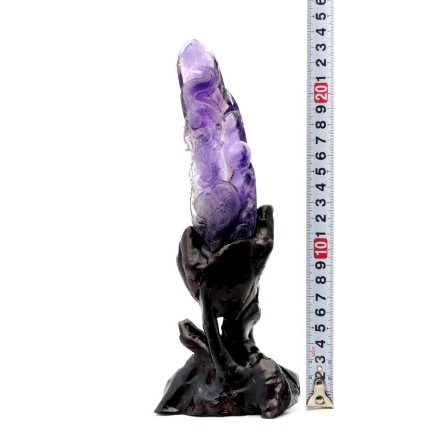 アメジスト 手彫り 龍 置物 台座付き 246g ブラジル バイーア州産 紫水晶 風水 2月 誕生石 Amethyst Dragon 1点 彫刻｜goldstone｜05