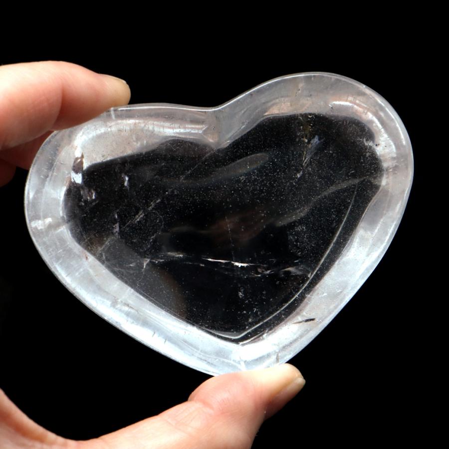 水晶 お皿 虹入り 浄化皿 受け皿 ハート型 133g プレート クリスタル