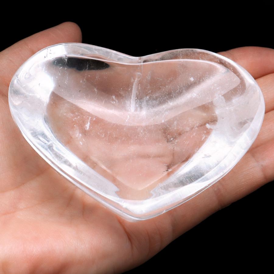 水晶 お皿 虹入り 浄化皿 受け皿 ハート型 181g プレート クリスタル 