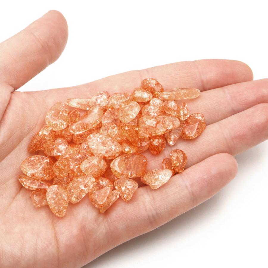 クラック 水晶 さざれ石 本物 100g 爆裂水晶 オレンジ 橙色 高品質 
