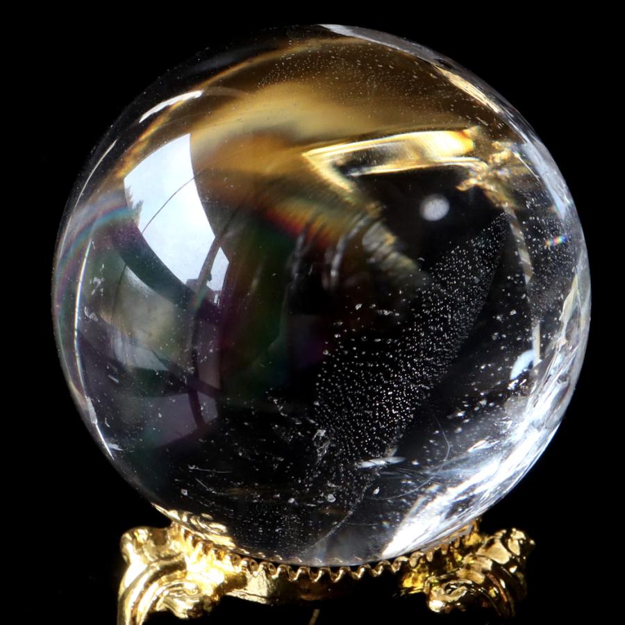 GOLD STONE レムリアンシード 水晶 丸玉 台座付き 直径46mm 1点もの