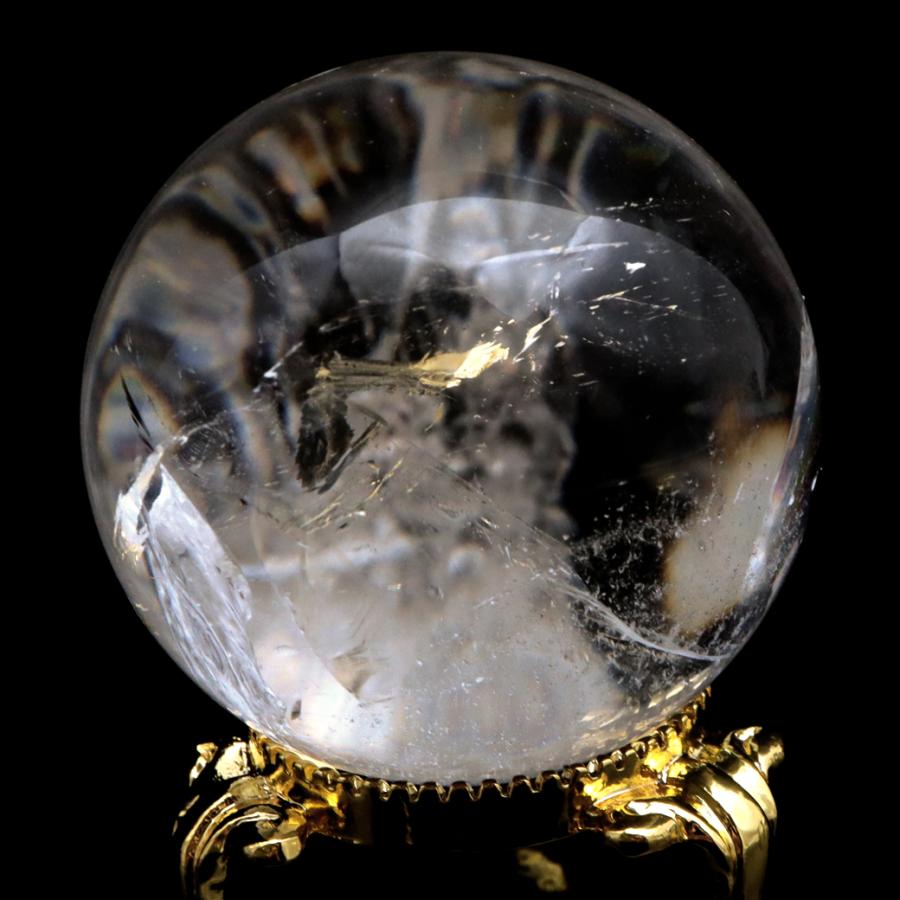 GOLD STONE レムリアンシード 水晶 丸玉 台座付き ブラジル バイーア州