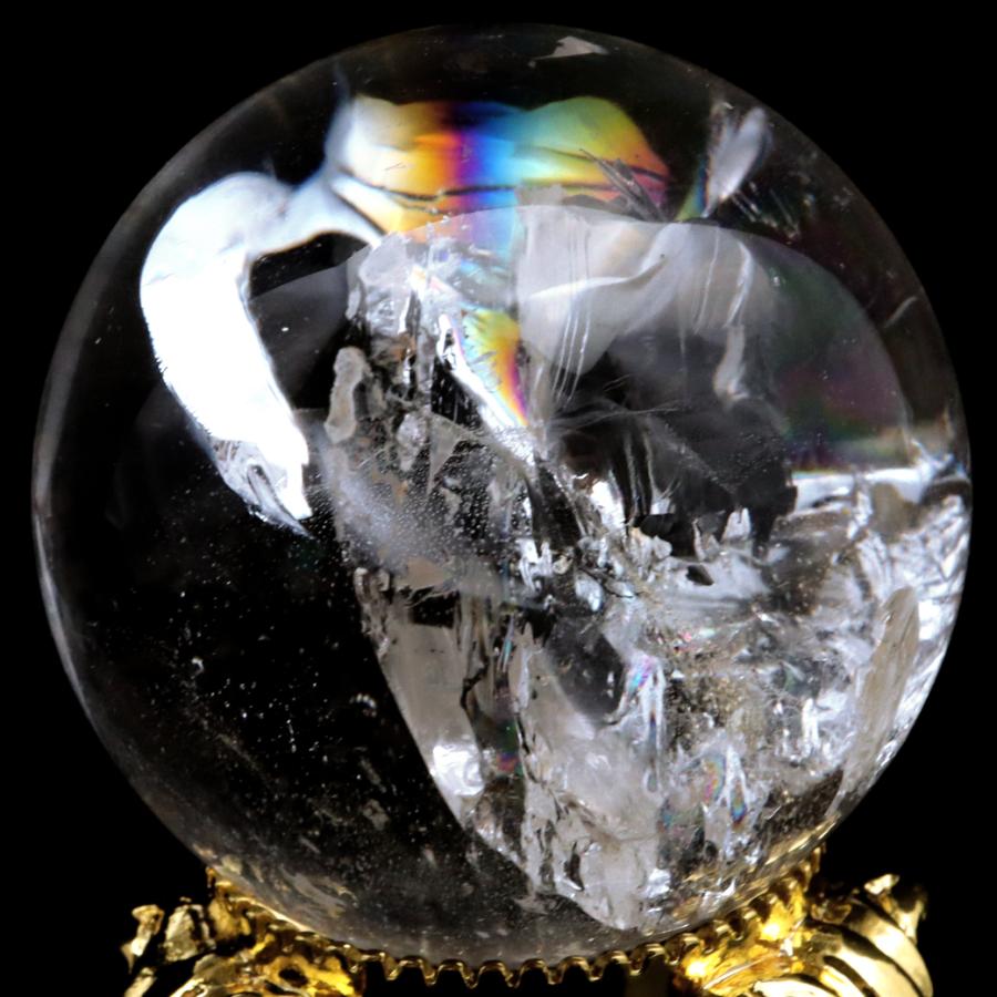 GOLD STONE レムリアンシード 水晶 丸玉 台座付き ブラジル