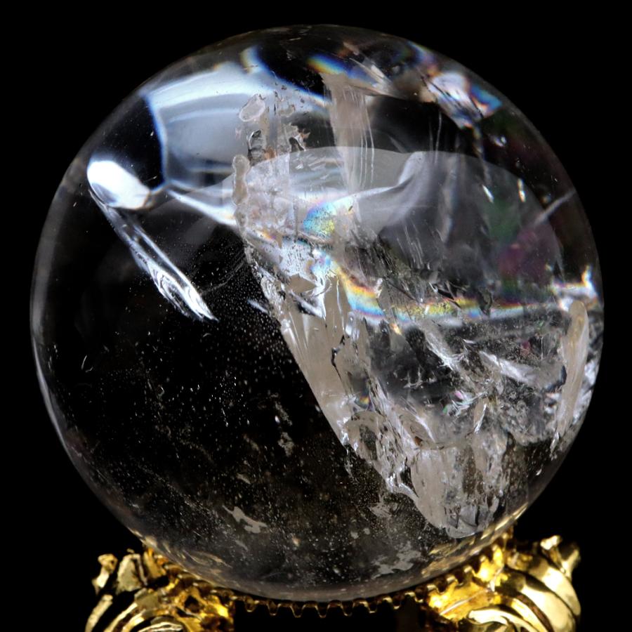 GOLD STONE レムリアンシード 水晶 丸玉 台座付き ブラジル