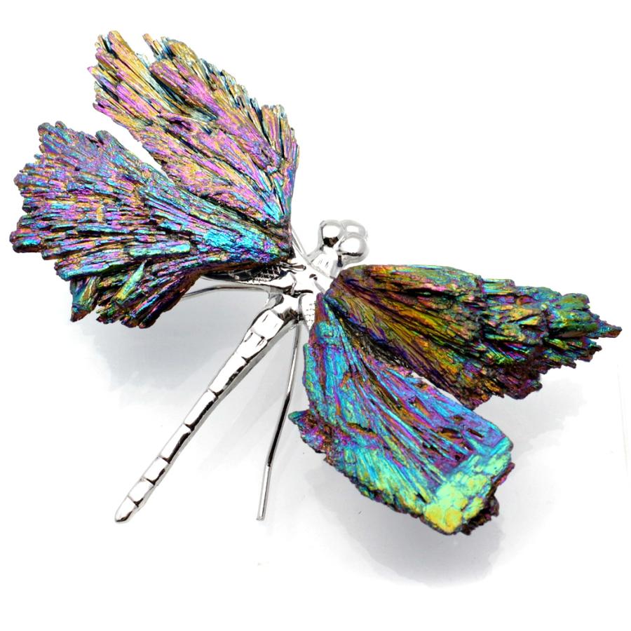 GOLD STONE とんぼ 置き物 SILVER カイヤナイト 天然石付き オーラ加工