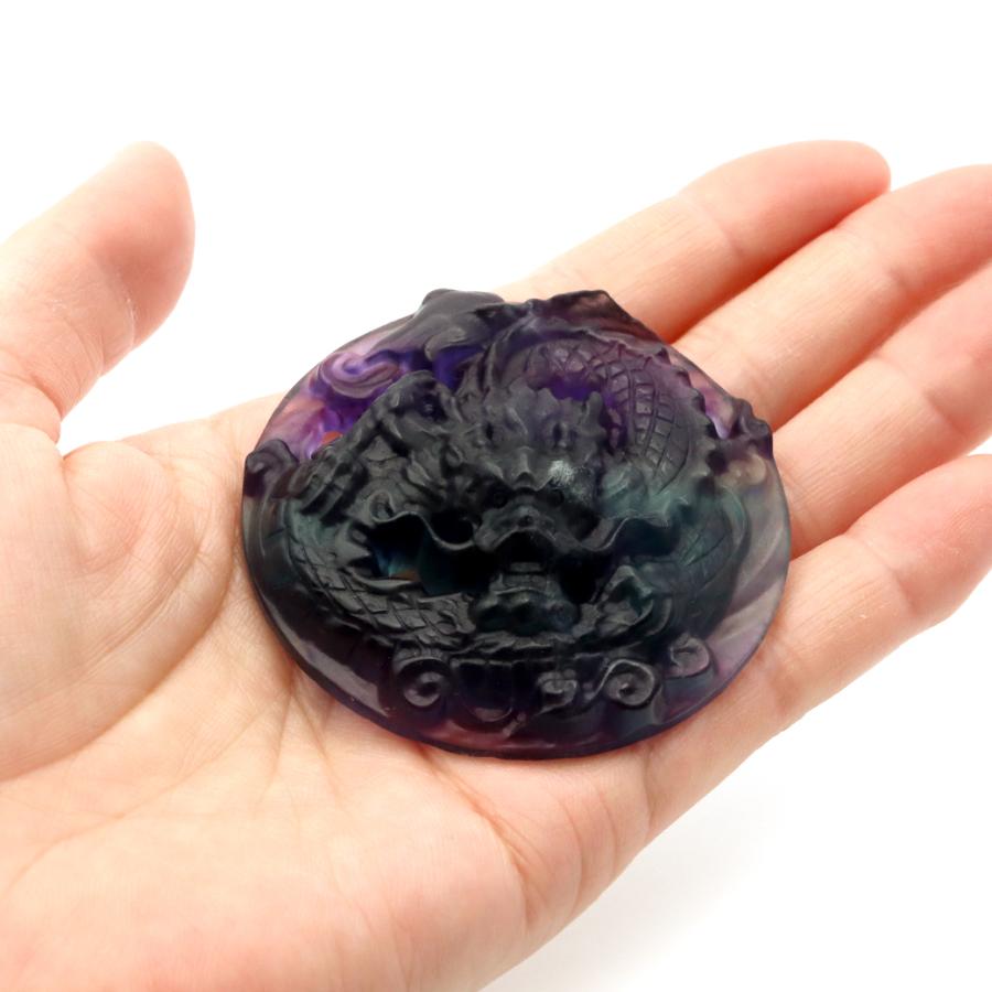 フローライト 龍 置き物 ドラゴン お守り 手彫り 開運グッズ 縁起物 1