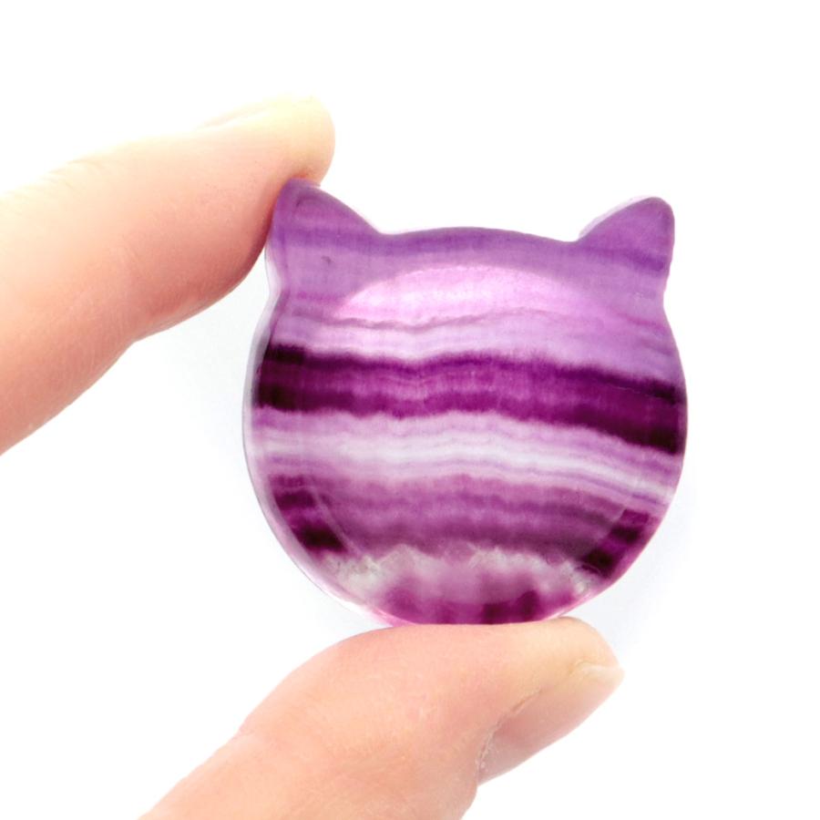 GOLD STONE ネコ 小皿 置き物 フローライト イエロー グリーン