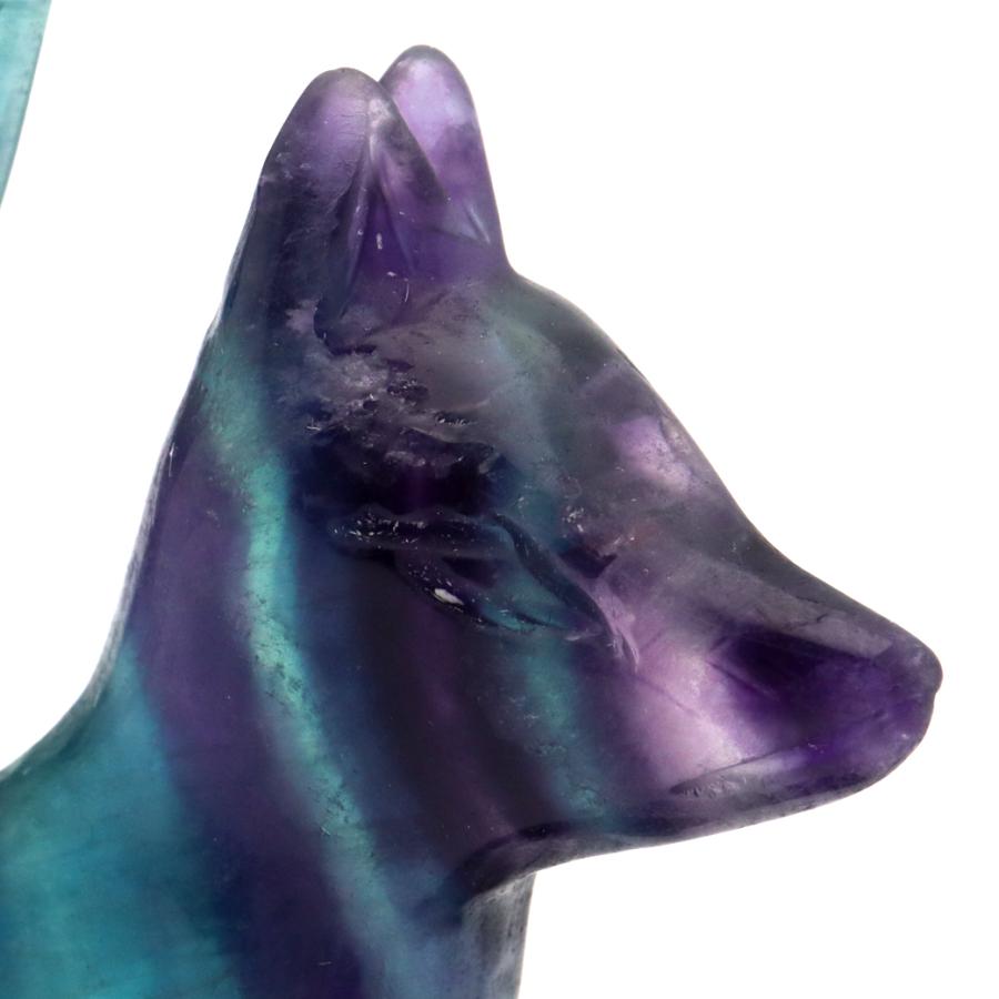 GOLD STONE フローライト 置物 九尾の狐 天然石 蛍石 ほたるいし 彫刻