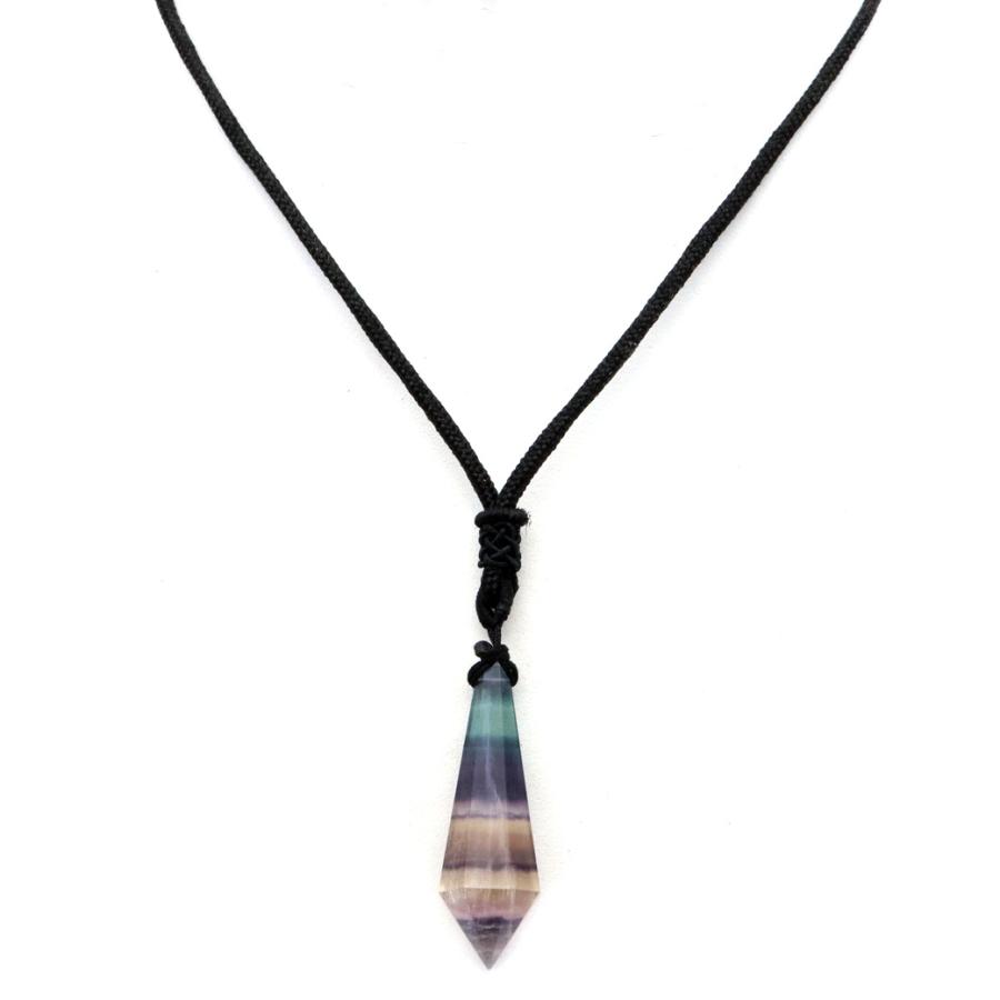 GOLD STONE レインボー フローライト ポイント ペンダント ロング 