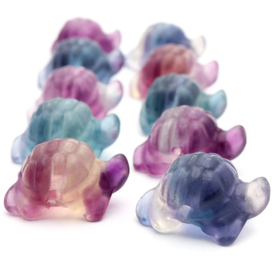 GOLD STONE フローライト 亀 陸ガメ ビーズ 置き物 インテリア