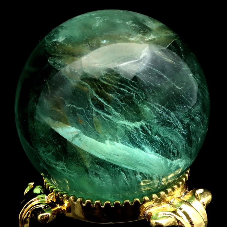 GOLD STONE グリーン フローライト AAA 丸玉 直径 約37.4mm スフィア 