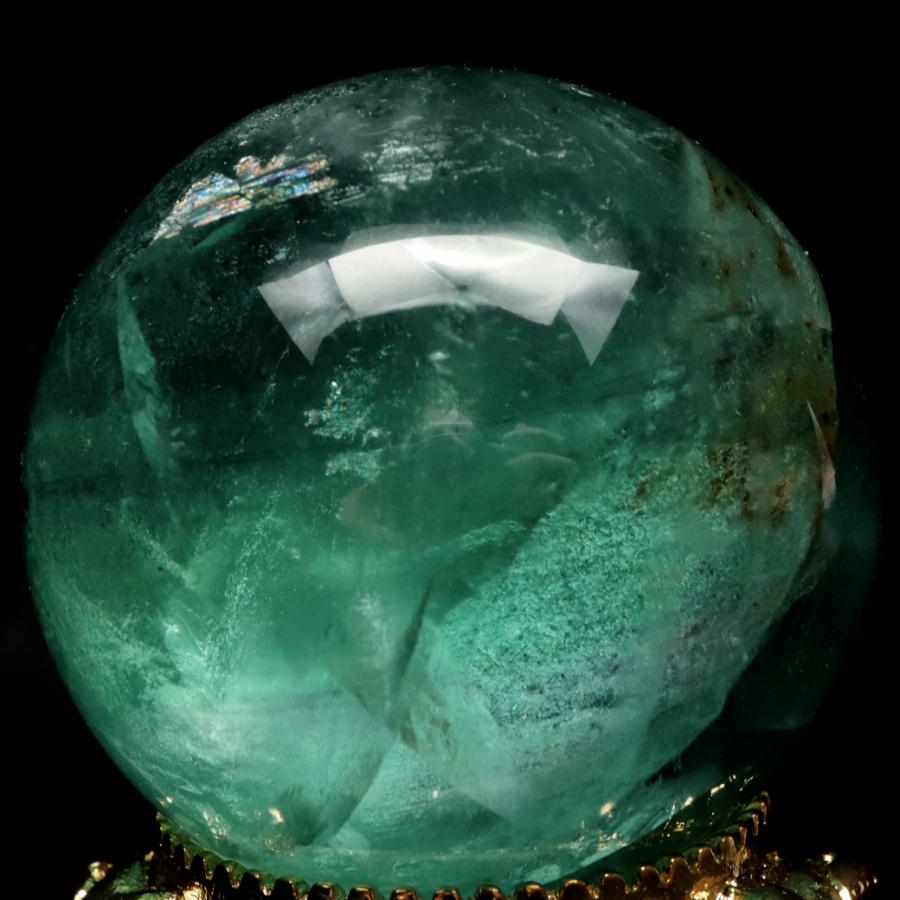 グリーン フローライト AAA 丸玉 直径 約39.3mm スフィア 台座 蛍石 天然石 1点もの パワーストーン Fluorite｜goldstone｜02