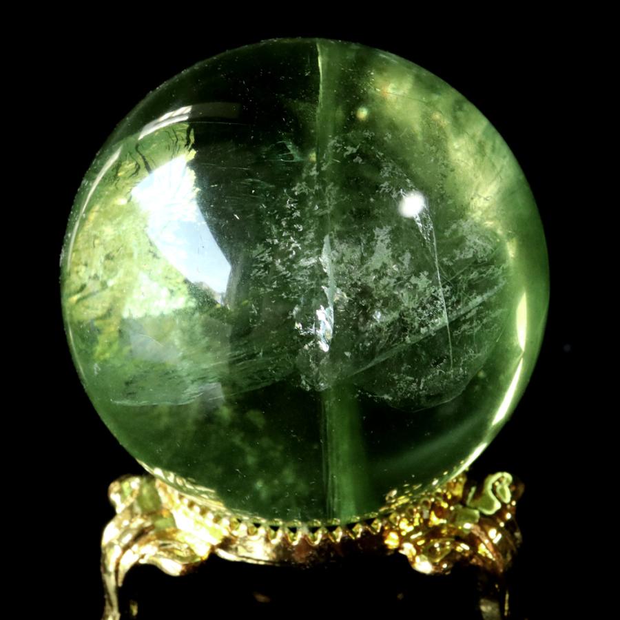フローライト　水晶　天然石　グリーン 丸玉　スフィア　富士山　虹　蛍石　透明感 GOLD STONE グリーン フローライト AAA 丸玉 直径 約36.4mm スフィア