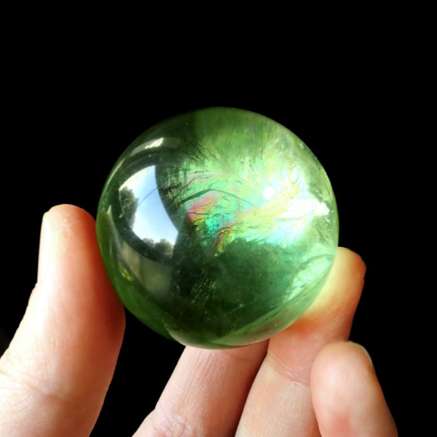 グリーン フローライト AAAAA 丸玉 直径 約43mm 虹入り レインボー