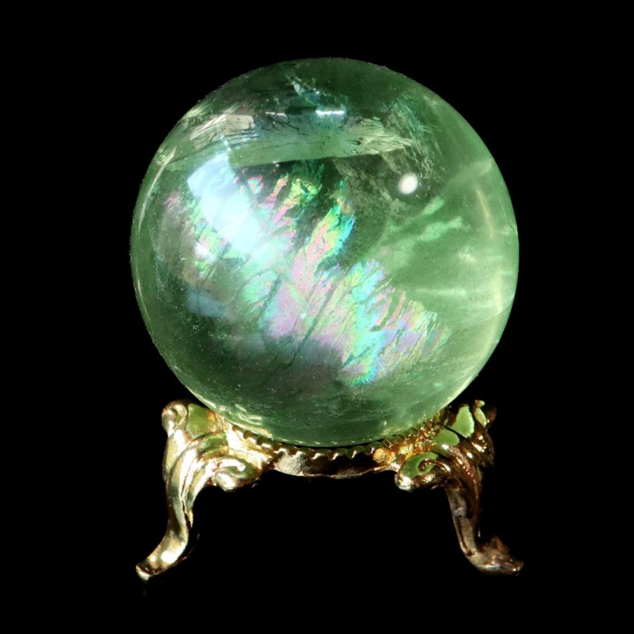 グリーン フローライト AAAAA 丸玉 直径 約35mm 虹入り レインボー