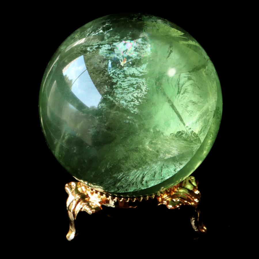 グリーン フローライト AAAAA 丸玉 直径 約47mm 虹入り レインボー