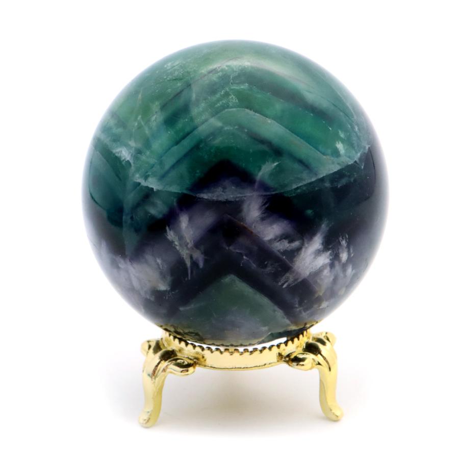 GOLD STONE エンジェルフェザー フローライト 丸玉 直径 約57mm 台座