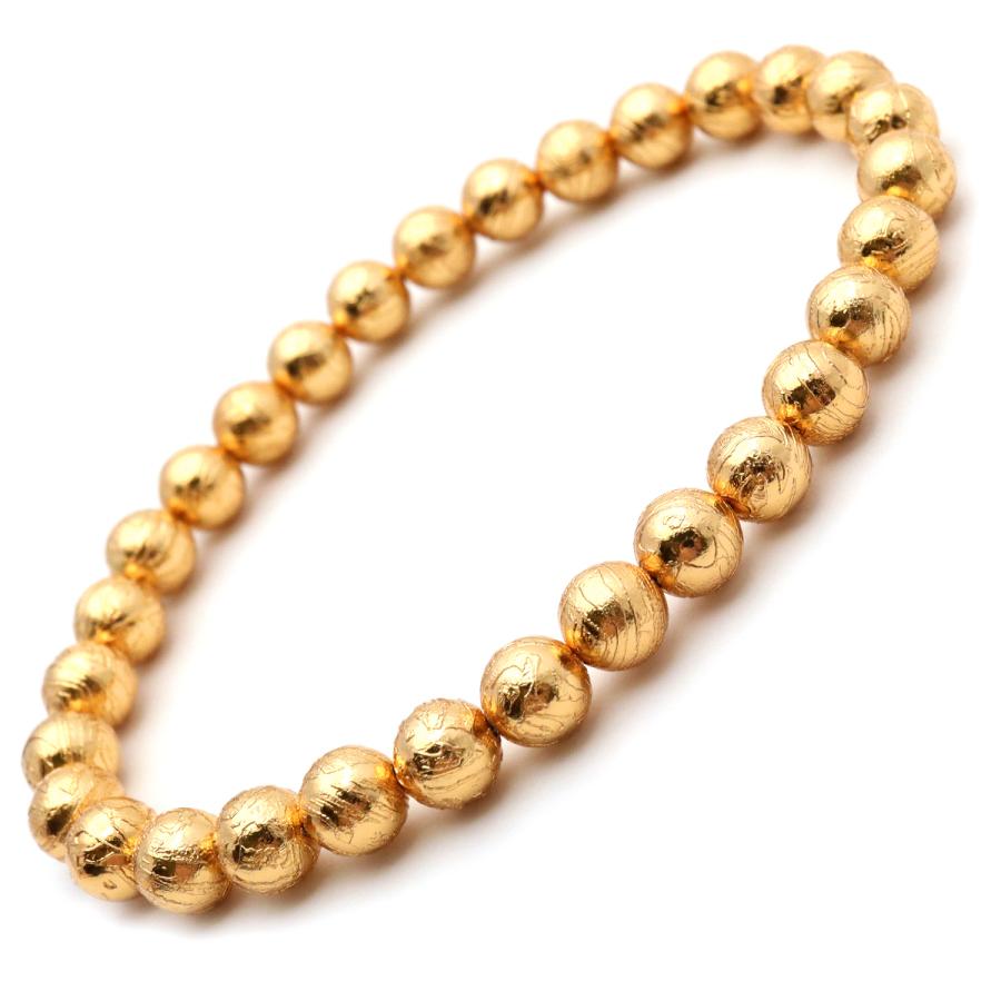 GOLD STONE ギベオン 鉄隕石 メテオライト ブレスレット 6mm ゴールド