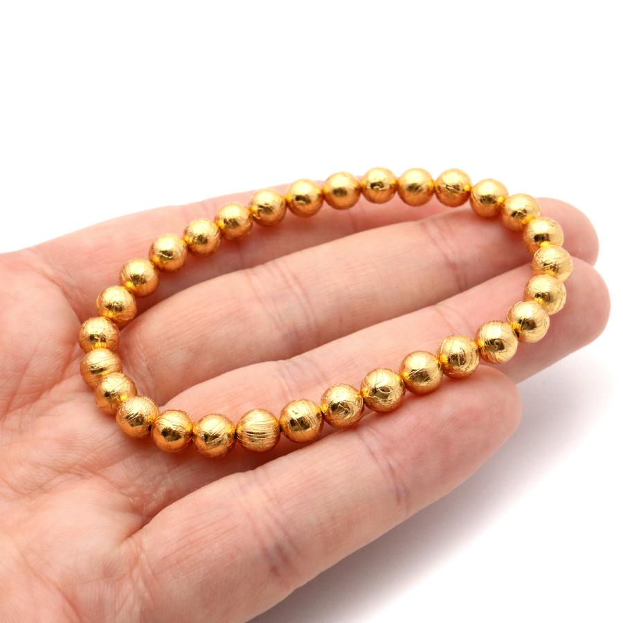 ★宇宙からの贈り物★鉄隕石★ギベオンメテオライトブレスレット　6㎜玉 GOLD STONE ギベオン 鉄隕石 メテオライト ブレスレット 6mm ゴールド