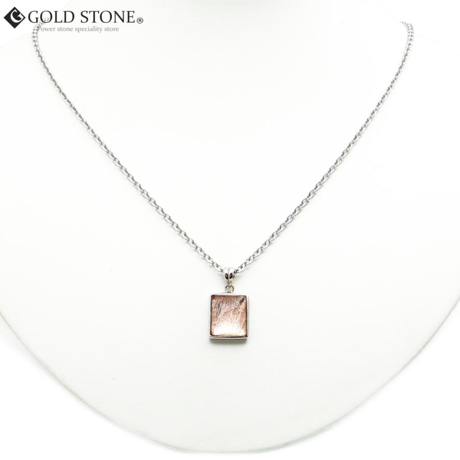 GOLD STONE ギベオン 隕石 ネックレス 天然石 ペンダント ピンク