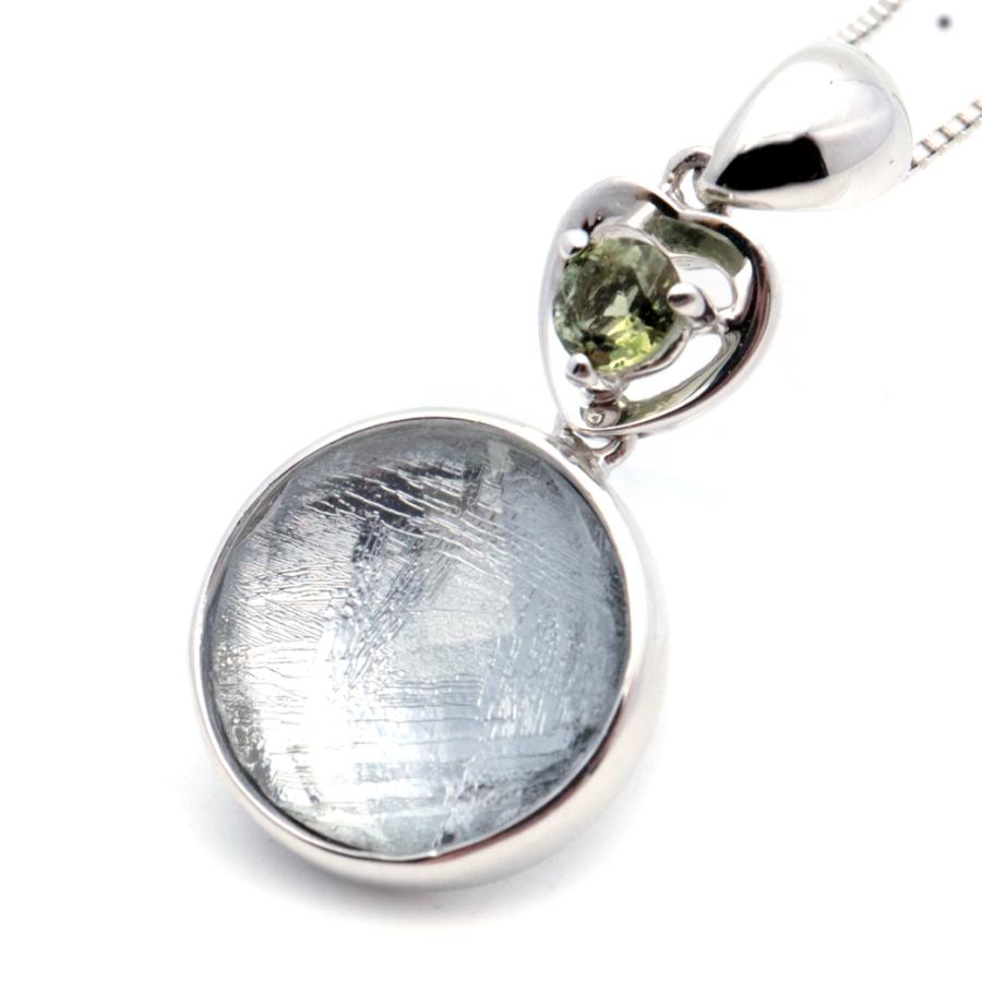 ギベオン 隕石 ネックレス 天然石 ペンダント モルダバイト付き  