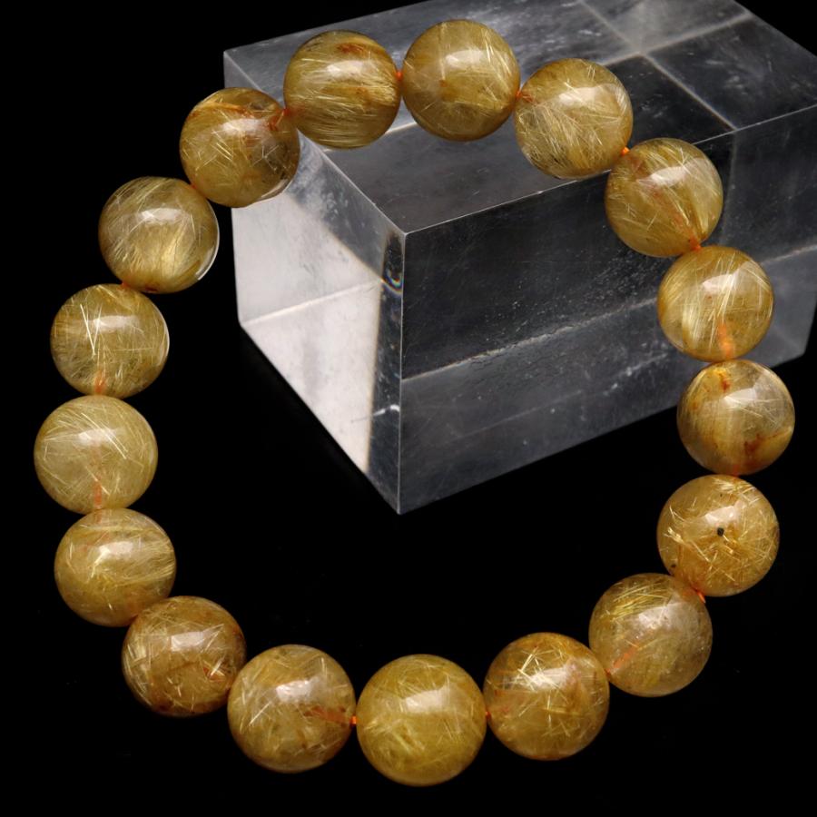 GOLD STONE タイチン ルチルクォーツ ブレスレット 12mm 太金針 水晶