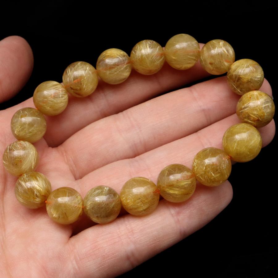 GOLD STONE タイチン ルチルクォーツ ブレスレット 12mm 太金針 水晶