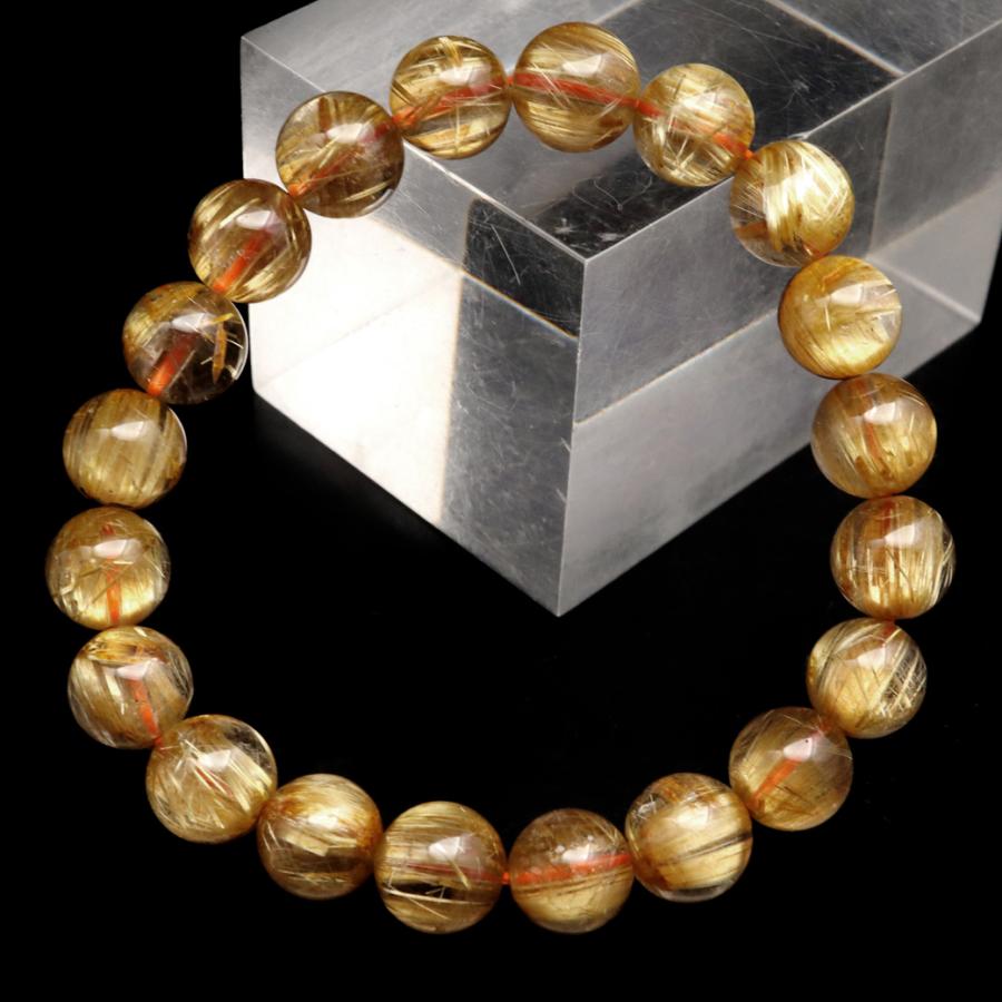 タイチン ルチルクォーツ AAAAA 1点物 ブレスレット 9.5-10mm 金針 水晶 天然石 パワーストーン ゴールド 金運 仕事運 おしゃれ メンズ 希少 レア 爆買の画像