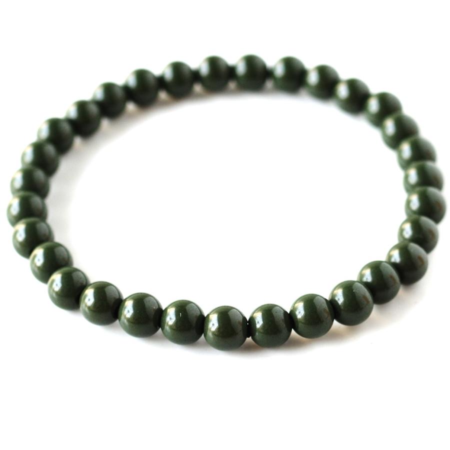 GOLD STONE 北投石 ブレスレット メンズ レディース 6mm 緑色 台湾産