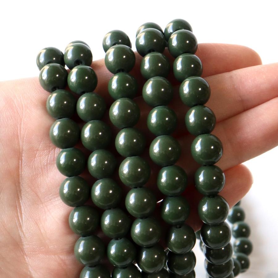 GOLD STONE 北投石 一連 ビーズ 10mm 40cm 緑色 台湾産 マイナスイオン 