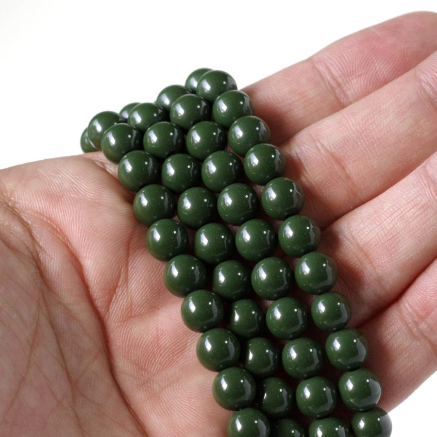 GOLD STONE 北投石 一連 ビーズ 8mm 40cm 緑色 台湾産 マイナスイオン