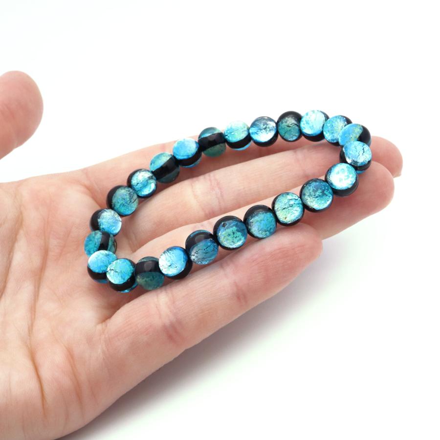 ハテルマブルー ホタルガラス 10mm 光る ブレスレット 沖縄 お