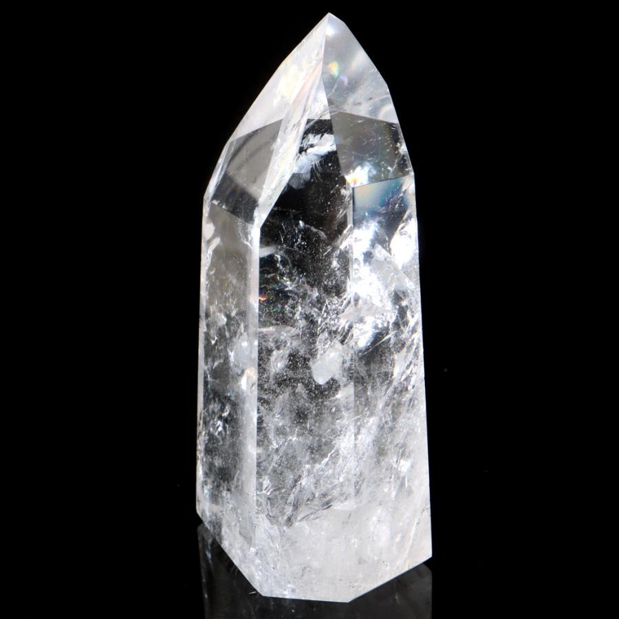 ✳✨激凄超逸品✨極上の高透明度✨超高品質 レインボー 水晶 六角柱 天然石 原石 水晶 六角柱 ポイント 全面研磨 磨き 376g 1点もの AAAAA 虹入り