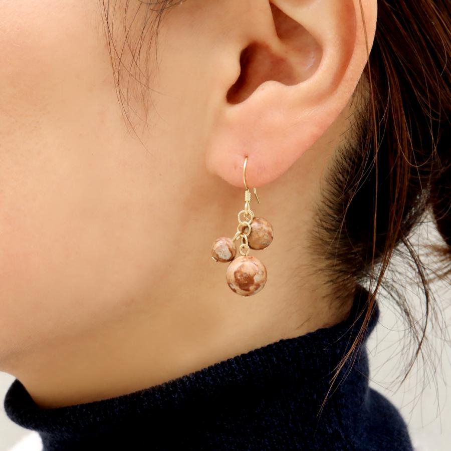 GOLD STONE 姫川薬石 ピアス 糸魚川産 房型 ぶどう型 両耳用 健康 