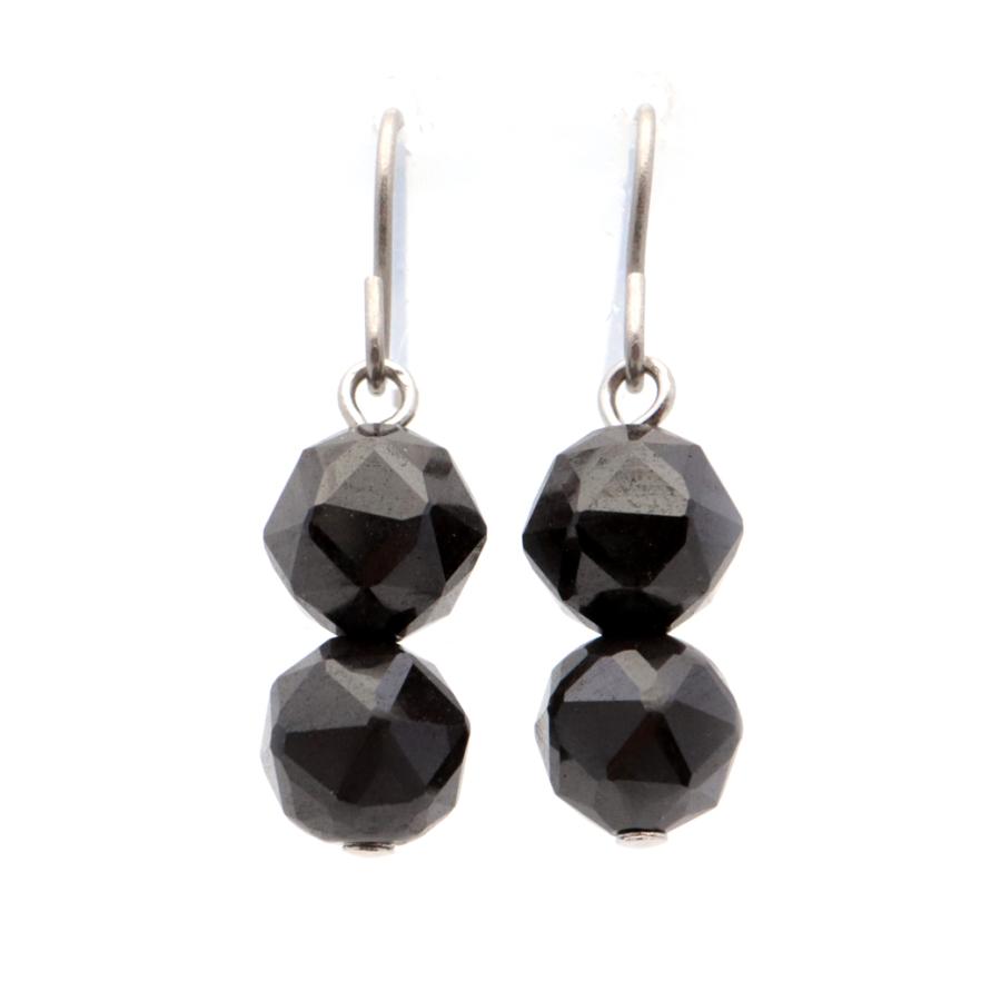 GOLD STONE 北投石 ピアス フック 2連 8mm スターカットマイナスイオン