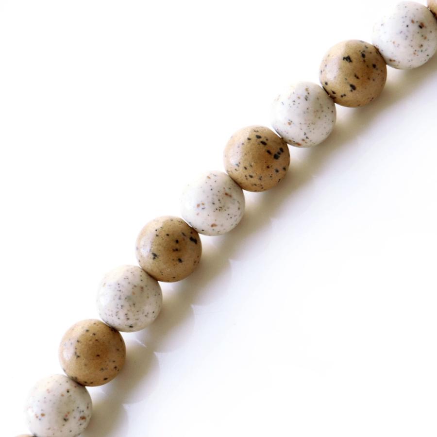 GOLD STONE 北投石 ネックレス メンズ レディース 6mm 橙色 白色 MIX